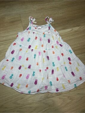 Cat & Jack White Tiered Sundress with Multicolor Pineapple Print